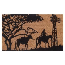 Door Mat Deluxe Coir Latex Stockman Horses 45 x 75 cm Doormat