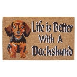 Door Mat Deluxe Coir Back Life Is Better Dachshund Dog Puppy 45 x 75 cm Doormat