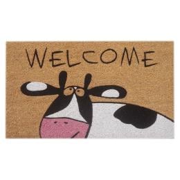Door Mat Deluxe Coir Backed Cow Welcome 45 x 75 cm Doormat