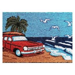 Door Mat Deluxe Coir Latex Red EH Car Surf Coastal Beach 40 x 55 cm Doormat