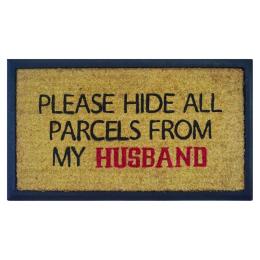 Door Mat Deluxe Hide My Parcels Husband 40 x 70 cm Doormat