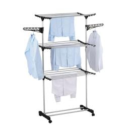 Folding 3 Tier Clothes Laundry Drying Rack Stainless Steel Tubes