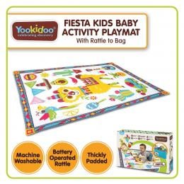 Yookidoo Fiesta Kids Baby Activity Play Mat to Bag with Musical Rattle
