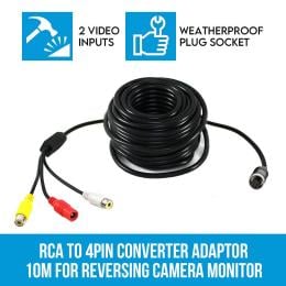 Elinz 4pin To RCA Converter Adaptor For Reversing Camera Monitor