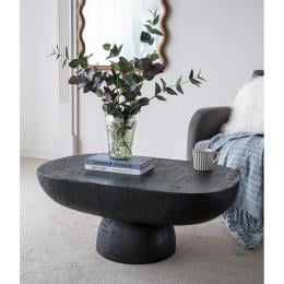 Black Is Back Cement Coffee Table Oval Center handcrafted Furniture