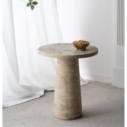 Logan Cement Round Side Table Bedside Desk 65cm Handcrafted