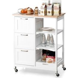 Kitchen Island On Wheels With Storage 37 x 67 x 83.5cm