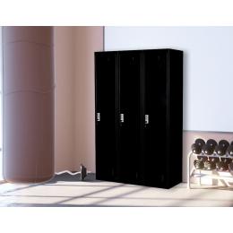 Three-door Side By Side Office Gym Shed Storage Locker Black