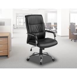 Pu Leather Office Chair Executive Padded Black 320mm Chrome