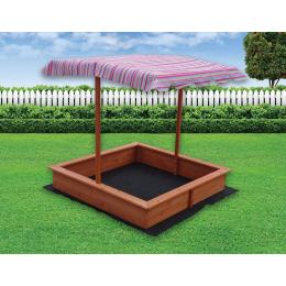 Kids Wooden Toy Sandpit With Adjustable Canopy