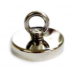 Round Neodymium Fishing Magnet Countersunk Hole Eyebolt, 500 Lbs Pull