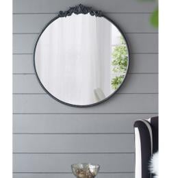 Round Ornate Metallic Wall Mirror Art Decor