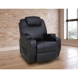 Massage Sofa Chair Recliner 360 deg PU Leather Lounge 8 Point Heated