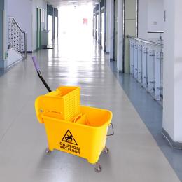 20l Deluxe Mop Wringer Bucket Side Press Janitor Commercial Cleaning