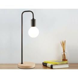 Modern Table Lamp Desk Light Timber Base Bedside Bedroom Black