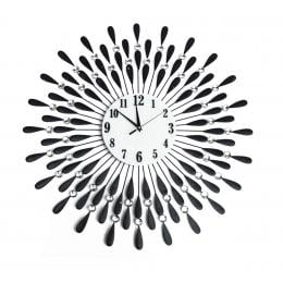 Large Modern 3d Crystal Wall Clock Luxury Art Metal Round Home Decor