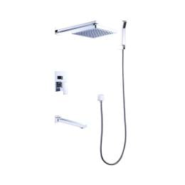 8 Rain Shower Head Straight Wall Arm Mixer Set Bath Spout Outlet Tap