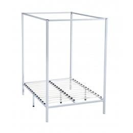 Four Poster Double Size Bed Frame - White