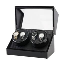 Automatic Quad Watch Winder Wood Display Box Case Motor Rotation