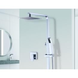 8 Rain Shower Head Set Square Dual Heads Faucet High Pressure Chrome