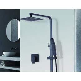8 Rain Shower Head Set Square Dual Heads Faucet High Pressure Matte Black