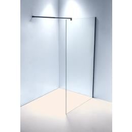 1200 X 2000mm Frameless 10mm Glass Shower Screen Round - Black