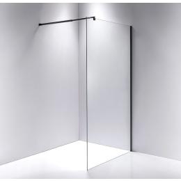 1100 X 2100mm Frameless 10mm Glass Shower Screen Square - Black