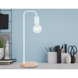 Modern Table Lamp Desk Light Timber Base Bedside Bedroom White