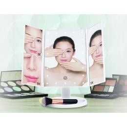 Makeup Mirror With Led Light Standing Mirror Magnifying Tri-fold Touch