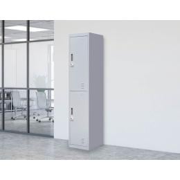 2-door Vertical Locker Storage w/3 combination Lock - Grey