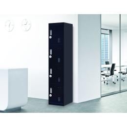 4 Door Vertical Locker - Office/gym w/4 combination lock Black