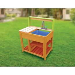 Children Outdoor Play Mud Kitchen Sand Pit With Display Shelf