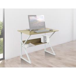 Wood & Metal Computer Desk With Shelf Home Office Furniture