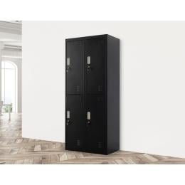 Four-door Office Shed Storage Locker Standard Lock with 2 Keys Black