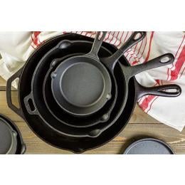 Pre Seasoned Cast Iron Skillet Fry Pan Set 3 Pcs Frying Pan Set