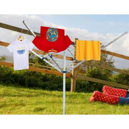 4 Arm Rotary Washing Line Clothes Dryer Outdoor Free Cover Spike 40m