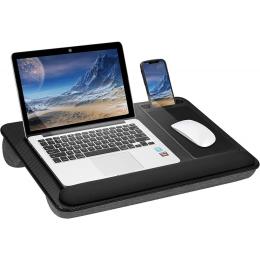 Portable Laptop Desk Device Ledge Mouse Pad Phone Holder Black - 43cm