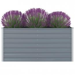 Raised Garden Bed 160x80x77 Cm Galvanised Steel Grey