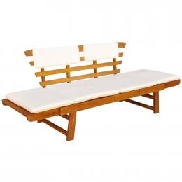 Garden Bench With Cushions 2-in-1 190 Cm Solid Acacia Wood