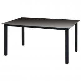 Garden Table Black 150x90x74 Cm Aluminium And Glass