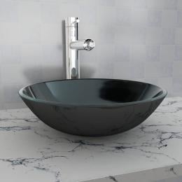 Basin Tempered Glass 42 Cm Black
