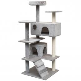 Cat Tree With Sisal Scratching Posts Grey 67x67x125 Cm