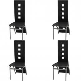 Dining Chairs 4 Pcs Faux Leather Black