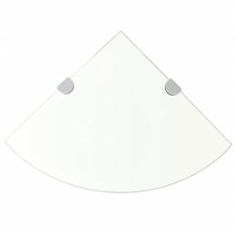 Corner Shelf With Chrome Supports Glass Clear 25x25 Cm