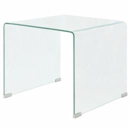 Coffee Table Tempered Glass 49.5x50x45 Cm Clear