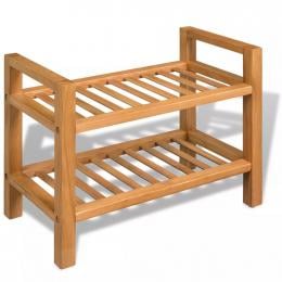Shoe Rack With 2 Shelves 49,5x27x40 Cm Solid Oak Wood