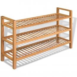 Shoe Rack With 3 Shelves 100x27x59,5 Cm Solid Oak Wood