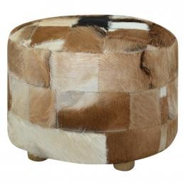 Pouffe Genuine Leather Round 50x50x45 Cm Multicolour