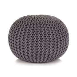 Hand-knitted Pouffe Cotton 50x35 Cm Grey
