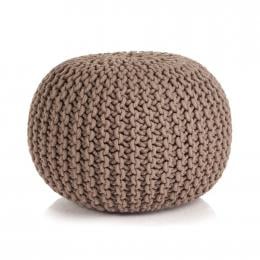 Hand-knitted Pouffe Cotton 50x35cm Brown